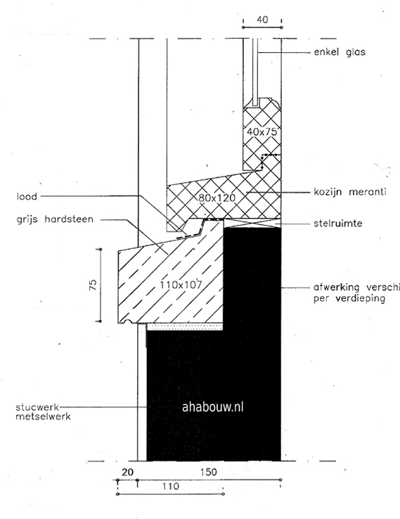 Detailtekening raamkozijnen